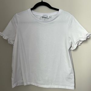 Basic White Tee with Ruffle Sleeve